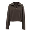 2024 Fall Winter Fashion Women's Outwear Lapel Long Sleeve Top Zipper Brown Women's Clothing Pure Color Thick Street