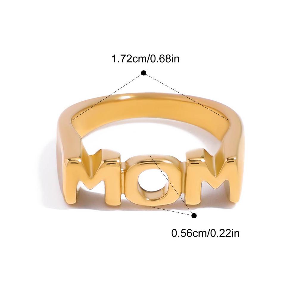 Yori Creative Stainless Steel Letter Mother's Day Ring  Fashion Waterproof Unusual Trendy Holiday Party Gifts