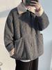 Herren Lammwolle Winterjacke, Samtgefütterter Wollmantel, Retro Amerikanischer Stil, Warme Streetwear Cool Reversjacke.