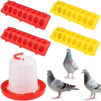 6 mangeoires à volaille en plastique à couvercle rabattable pour abreuvoir à pigeons et poulets