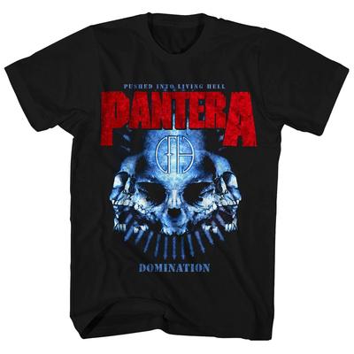 Maglietta Pantera Domination Stampa Distressed Uomo Musica Rock Maglietta Classica Nera