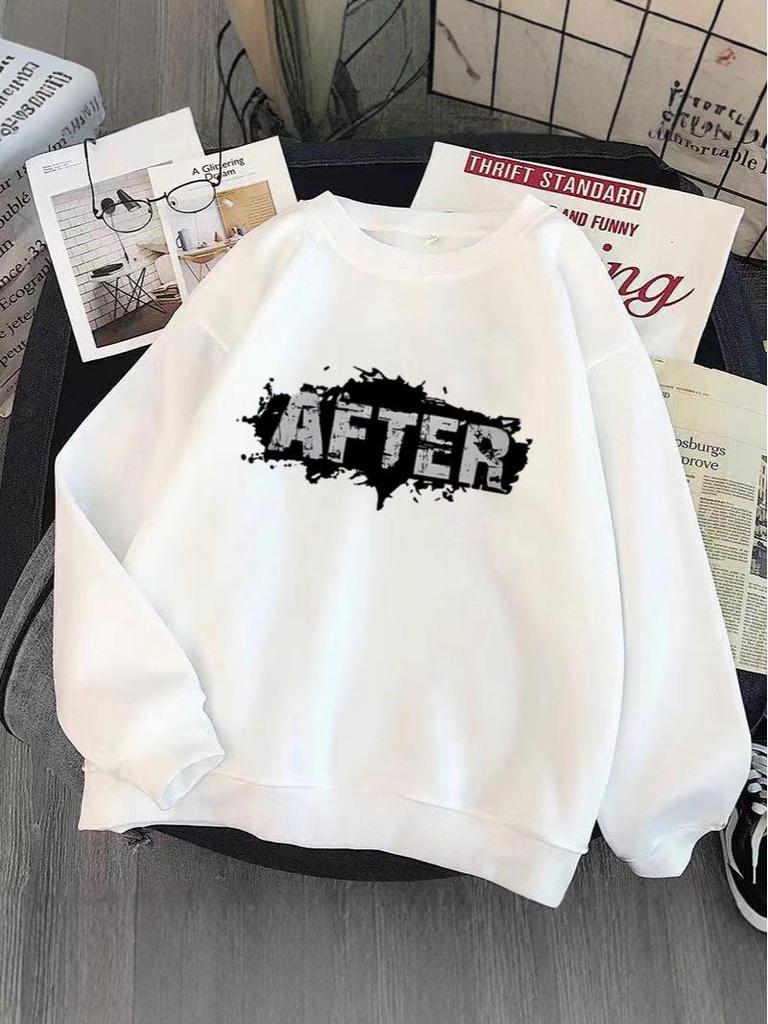Men's Trendy Autumn Letter Print Long Sleeve Sweatshirt - Simple, Loose, and Versatile Round Neck Design