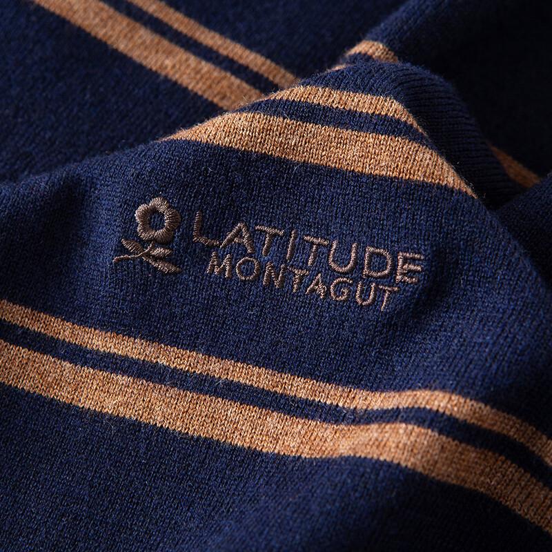 MONTAGUT Herren Weicher Rundhals Colorblock Wollmischpullover