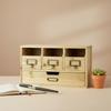 Rustic Desktop Storage Drawers Multi-Compartment Wooden Desk Organizer