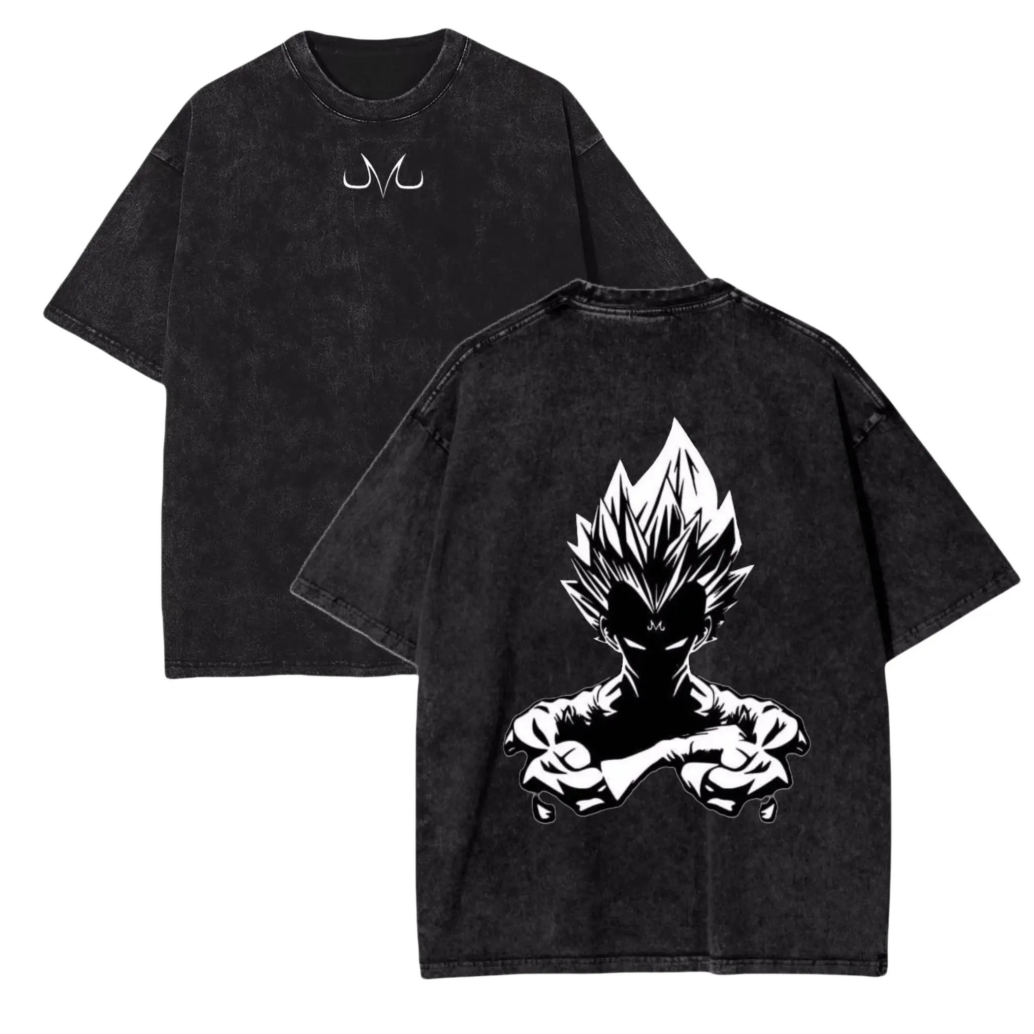 Personality Clothes Dragon Ball Vegeta Anime Gewassen Grafisch T-shirt Oversized Vintage Heren Korte Mouw Tee Zomer Trendy Y2k Streetwear Casual Top S beige