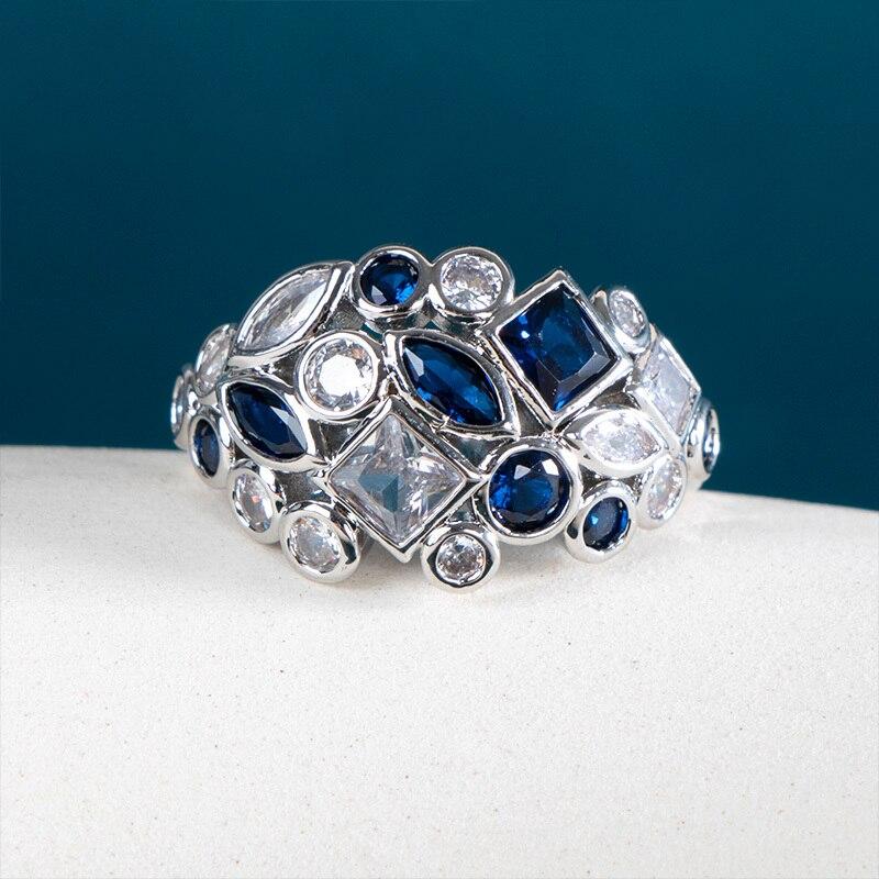 

Bella Box великолепные женские кольца с геометрической формой синего/белого фианита для вечеринки повседневные роскошные аксессуары подарок на день рождения для жены 10 синий