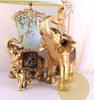 Premium Quality Resin Delicate Stuff Golden Fortune Elephants Ornaments For Stylish Home And Office Decoration