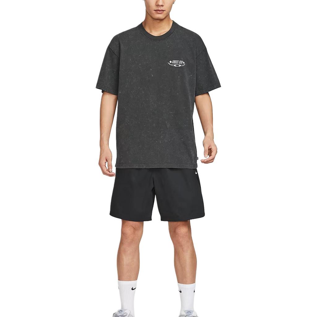 Nike SB T Shirts Men's Gray Black Crew Neck Moderate HV1307-045