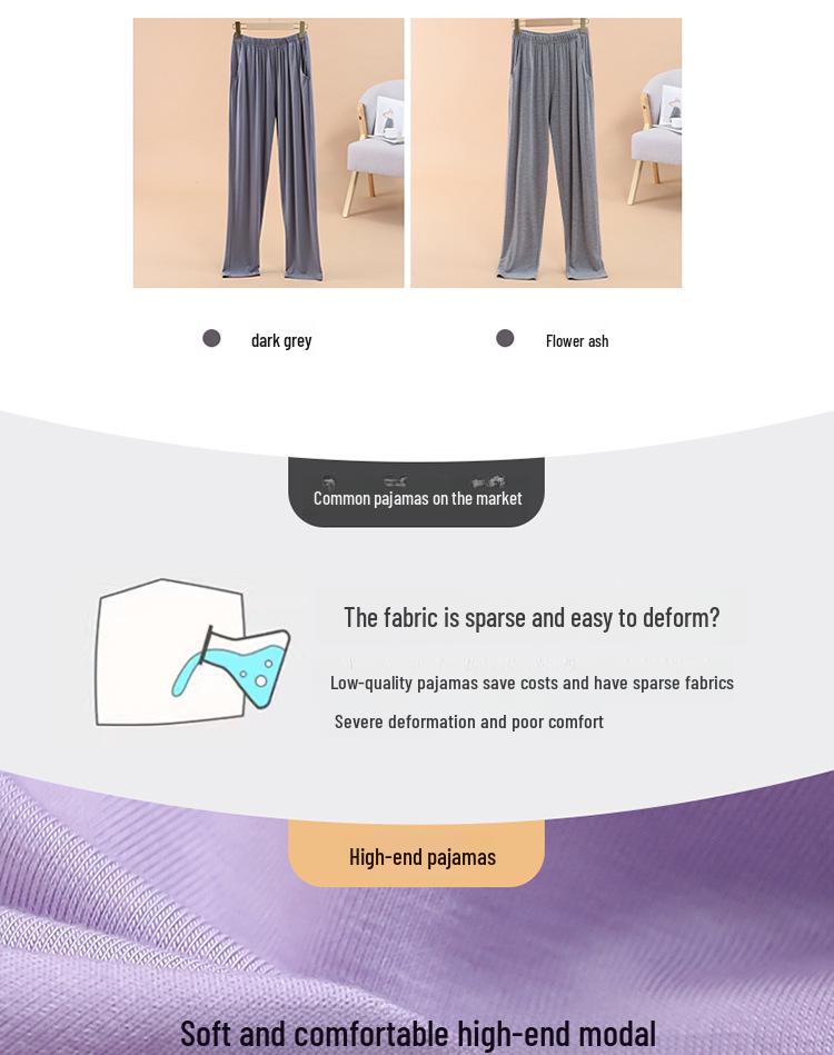 Damen Modal Locker Fallende Pyjamahose - Große Größe, Dünne Eisseide, Lässige Frühling/Sommer Hose