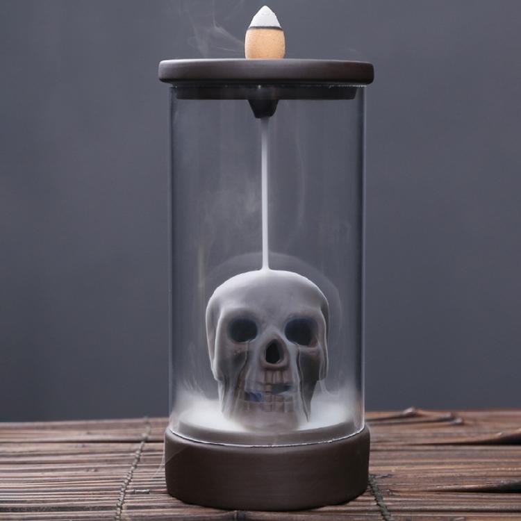 Windproof Lampshade LED Skull Ceramics Incenses Burners Waterfall Backflow Incenses Cones Holders for Home Decoration