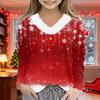 Christmas Day Girls Long Sleeve T Shirts Kids  Girls' V-Neck Tee Christmas Print Long Sleeve Top