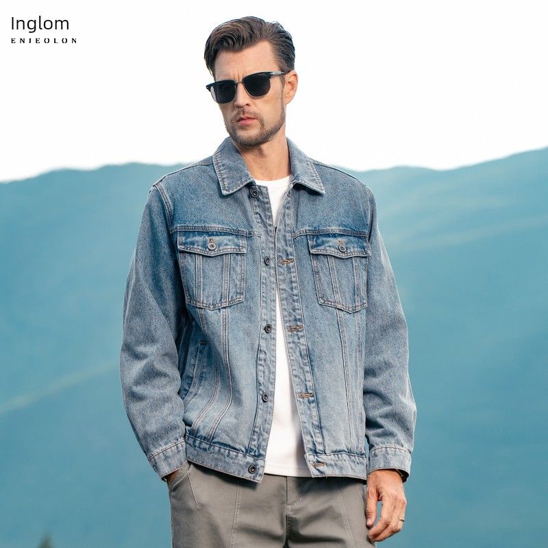 

Yingjuelun American Retro Washed Workwear Denim Jacket for Men, Autumn and Winter Trendy Brand Loose Top, Men s Lapel Jacket Light Blue 3XL