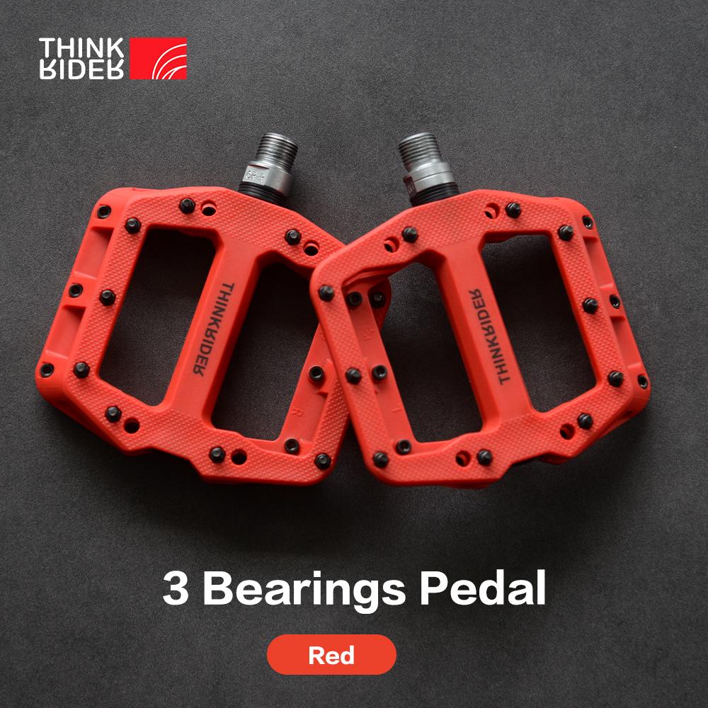 

ThinkRider Flat Bike Pedals MTB Road 3 Sealed Bearings Bicycle Pedals Mountain Pedals Wide Platform Bicicleta Accessories красный