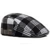 Módní bavlněná kostkovaná baretová čepice pro muže Vintage čepice Newsboy Podzimní ležérní baret Dámská zimní silná teplá Pánská plochá čepice Unisex