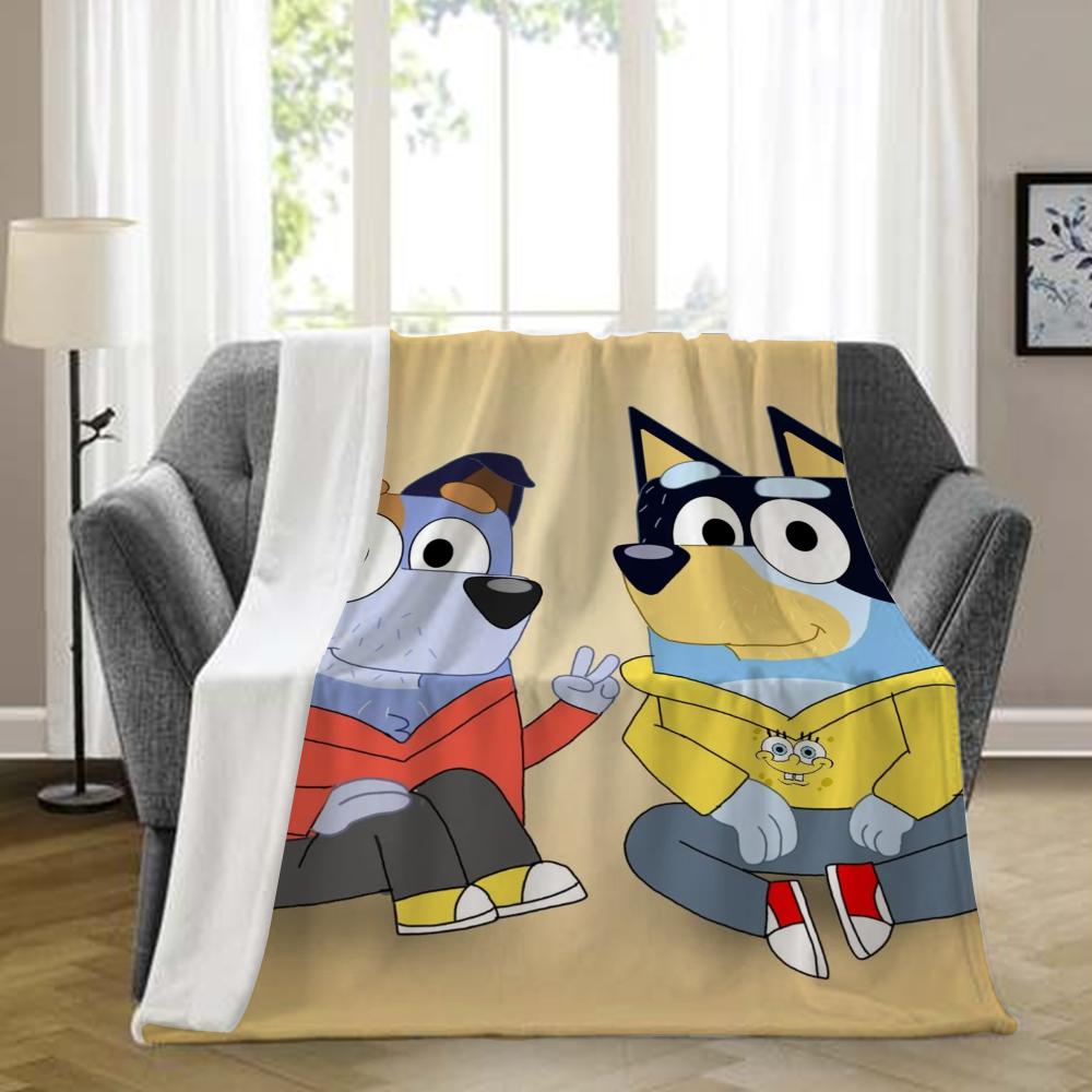 B-bluey-y Nadýchaná deka Estetická Přenosná Domů Cestování Kempování Pohovka Piknik Silná Teplá Flanelová deka
