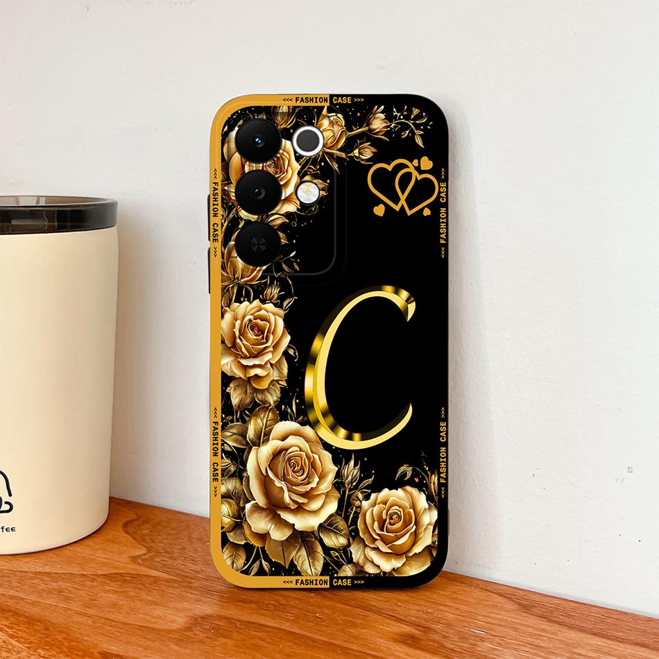 For Realme C85 Pro Phone Cover Flowers Name Letters Soft Liquid Silicone Full Protection Case For Realme C 85 Shockproof Housing