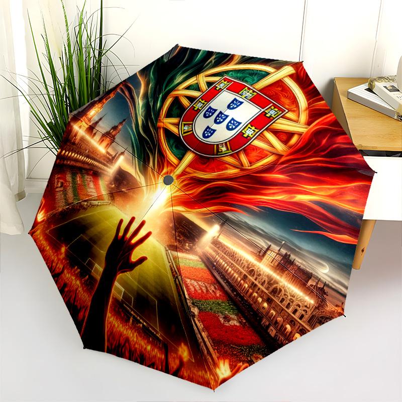 1pc Football team Umbrella Portable Folding Umbrella Iron Frame Hole Bone Structure Outdoor Home Umbrella