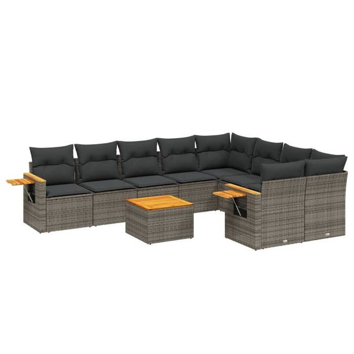 VidaXL Garden Lounge Set with Cushions 10 Pcs, Patio Sofas, Patio Furniture Set, Outdoor Furniture, Grey 3259554