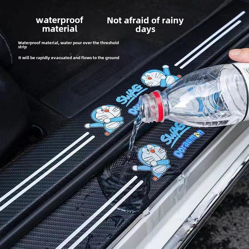 Praguri auto cu model și logo din fibră de carbon - protecție anti-călcare și pedale de bun venit pentru portbagaj