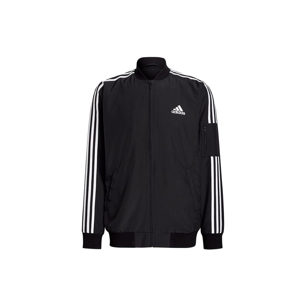 Adidas 3-Stripes Bomber Jacket With Sports Logo Men Outerwear Black GV5254