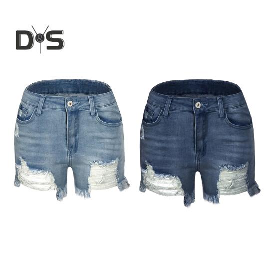 Women's High Waisted Jean Shorts Casual Ripped Distressed Denim Shorts with Pockets Summer Hot Short Jeans for Daily Beach Club