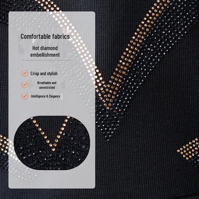 Strass Langarm T-Shirt für Frauen mittleren Alters