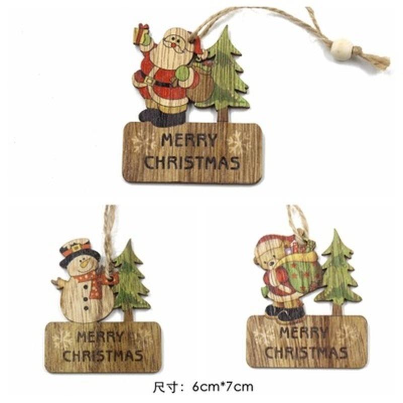 3 Stück/Set DIY Holzanhänger Ornamente Weihnachten Holzhandwerk Weihnachtsbaumschmuck
