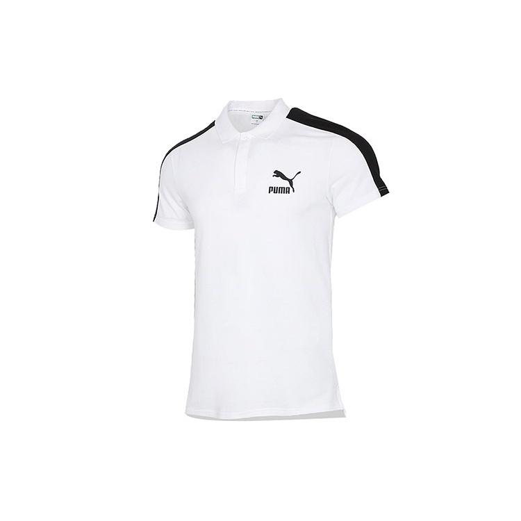 PUMA Iconic T7 Polo Shirt White Black Men s 532290-02 M