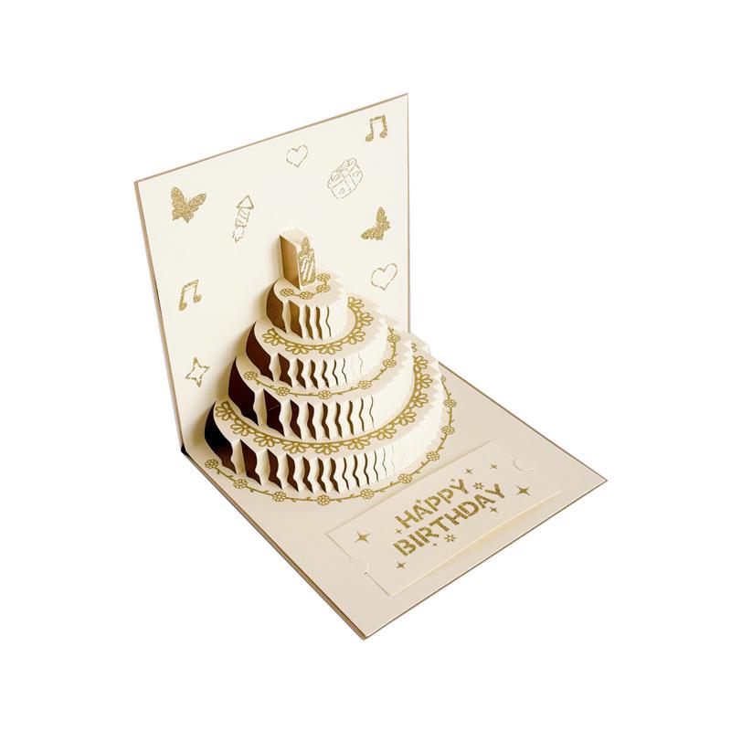 Gold Butterfly Pop-up Birthday Cake Greeting Card with Envelope
