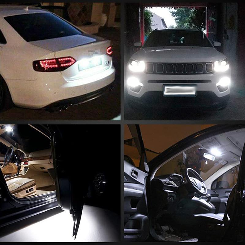 2-20 PCS Car Signal Lights T10 W5W LED Bulbs COB 12SMD Waterprof 12V 7500K White Auto Door License Plate Trunk Wedge Side Lamps Bulbs 7