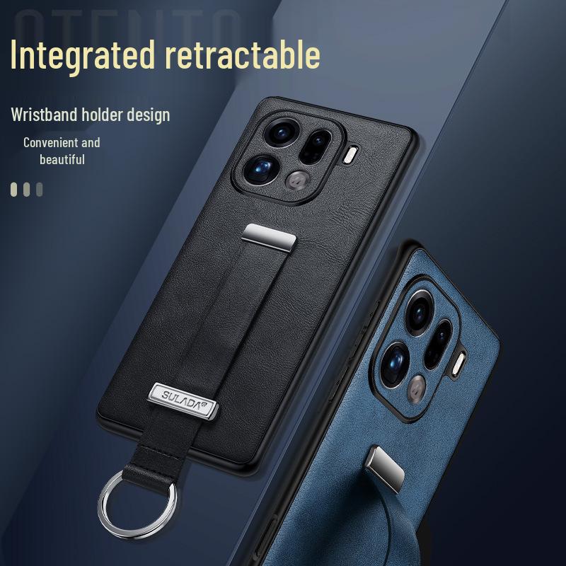 OPPO FindX9Pro/FindX8S Lux Leather Phone Case with Wrist Strap & Stand