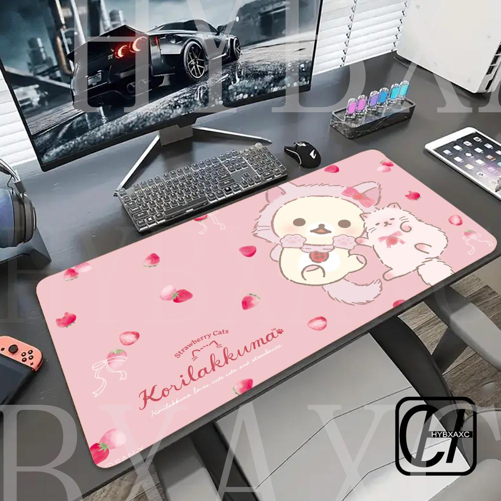 

Kawaii Game Rubber Mat Cute Mousepad Non-slip Table Mat Anime Pink Rilakkuma Office Computer Accessories HYBXAXC 600x300x2mm