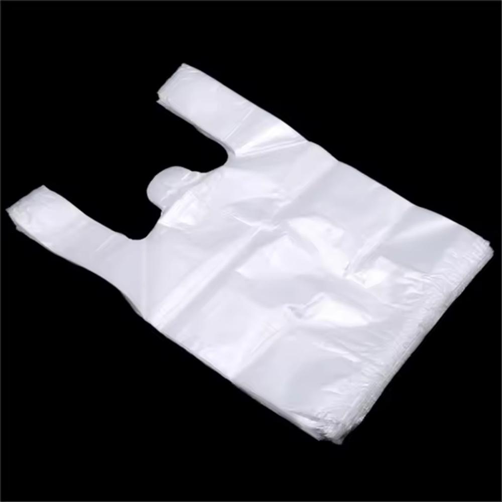 

Plastic Shopping Bag 100Pcs Transparent Shopping Bag Supermarket Plastic Bags With Handle Food Packaging 15x26cm белый