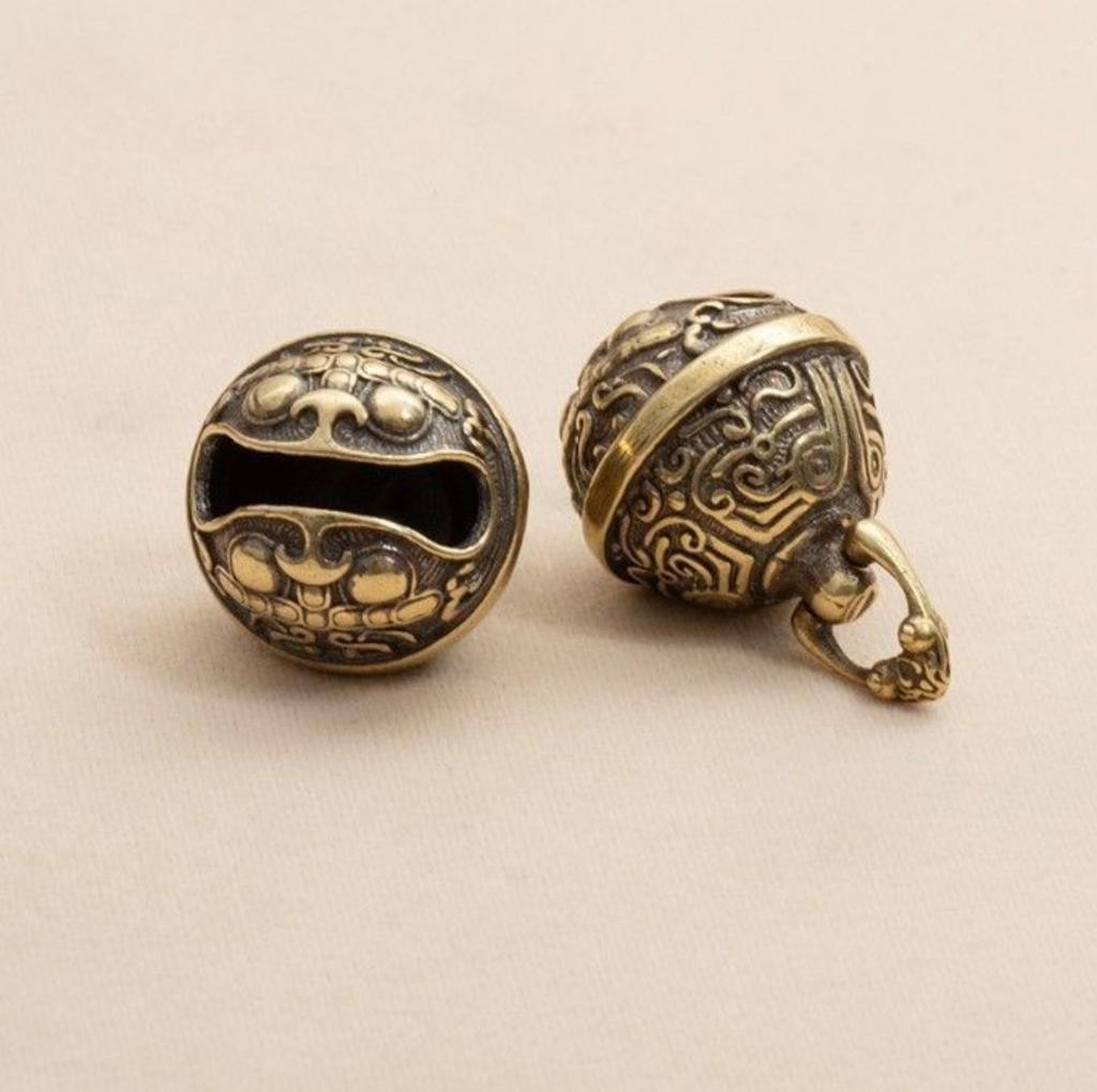 Brass Bell Pendant, Taotie Design, Creative Brass Collar,Retro Pet Accessory.