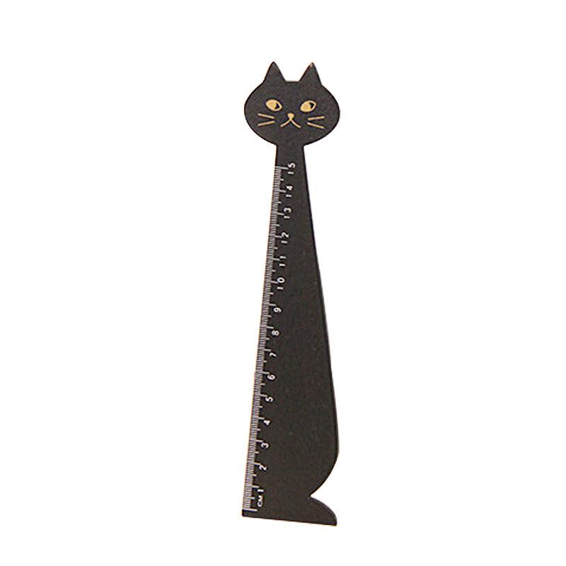 Wooden Cat Ruler: Korean Creative Animal Student Stationery & Planner Tool