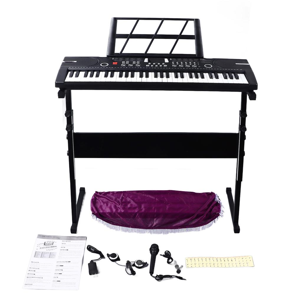 61 Keys Electric Piano Kit Kids Learning Electronic Keyboard with Stand and Microphone