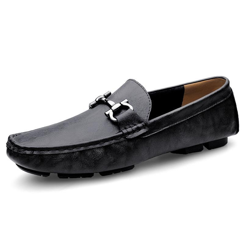 

Мужские трендовые универсальные туфли Doudou из натуральной кожи, повседневные туфли для вождения на мягкой подошве, мужские туфли из двухслойной коровьей кожи, коричневые 48 чёрный