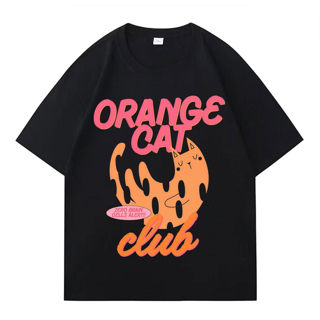 Funny Cat Meme Graphic Print Streetwear T-Shirt Fashion Cotton Tshirts Clothes Trend Y2K Short Sleeve Tshirts