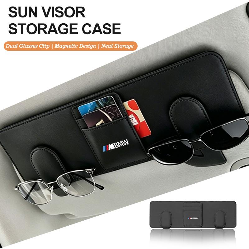 KHQB5 For BMW Car Sun Visor Sunglasses Clip Leather Glasses Case Holder X1 X2 X3 X4 X5 X6 X7 G20 G30 6GT E46 E90 E60 F10 E39