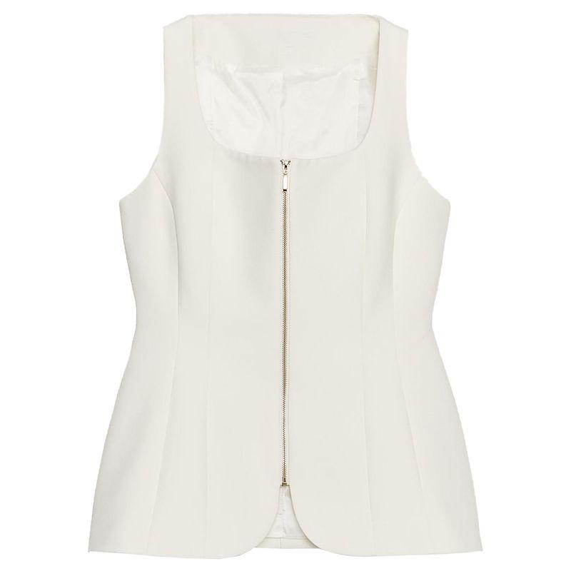 Zaprha 2025 Summer New Elegant Zip-up Corset Square Collar Sleeveless Vest Top 1478430