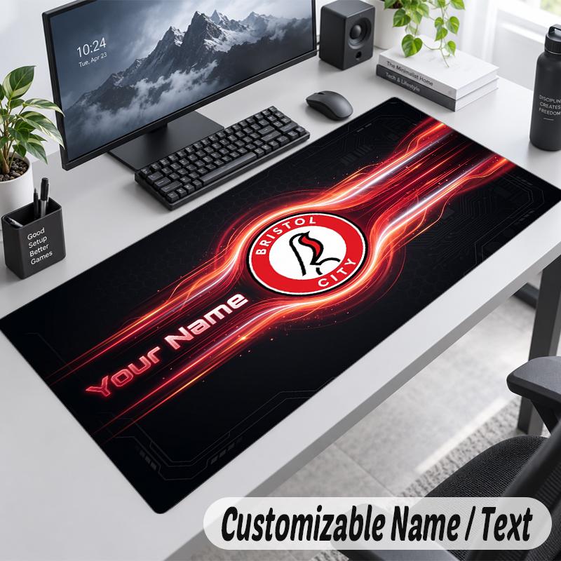 Custom Name Text Mouse Pad Bristol City Personalized Desk Pad For Work And Gaming