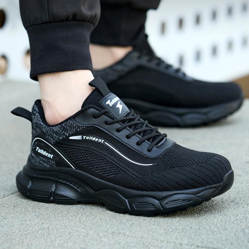 

Fashion Men s Casual Sports Safety Shoes Insulating Anti-crush and Anti-puncture Work Shoes Outdoor Breathable Mesh Black Running Shoes 46