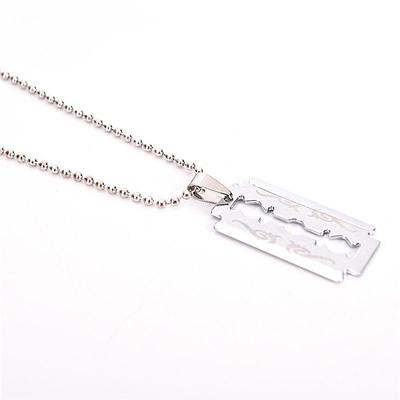 Men Favorite Stainless Steel Razor Blade Pendant  Ball Chain Necklace