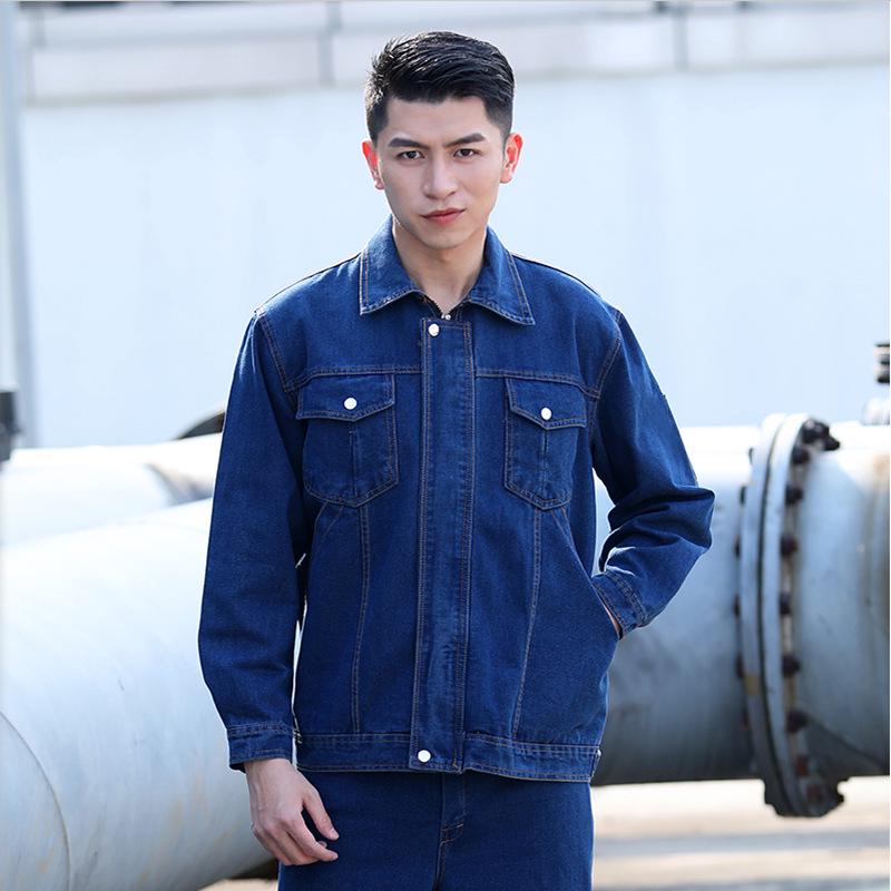 

Джинсовый рабочий костюм с длинными рукавами для защиты труда - Идеально подходит для строительства, сварки и авторемонта осенью/зимой 175