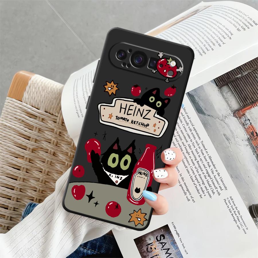 

Tomato Sauce Cat Funda Phone Cover Case for Google Pixel 8a 6 7 8 Pro 7a 10 9 Pro XL 9a 6a Google Pixel 6