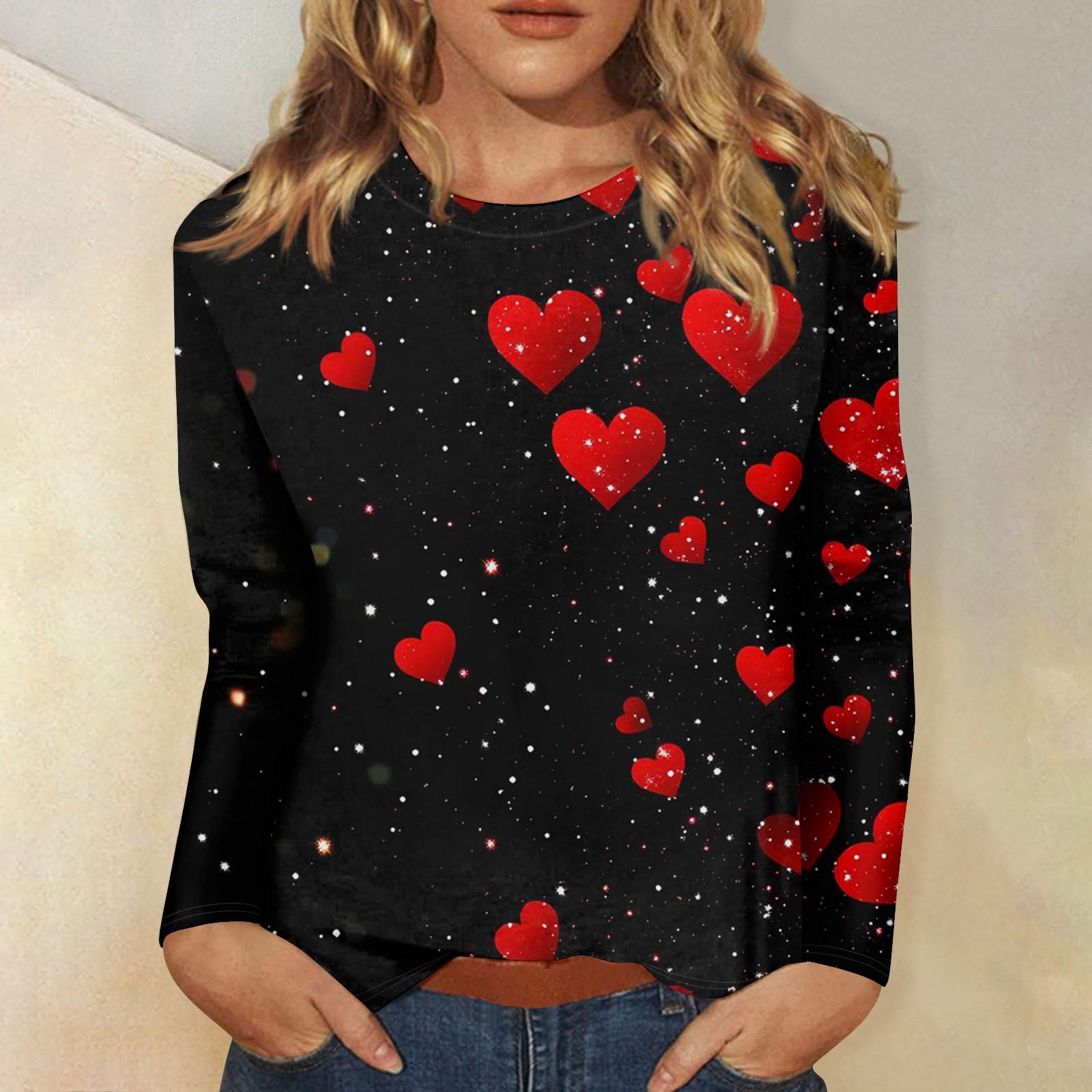 

Женские топы с круглым вырезом, свободная футболка с принтом ко Дню святого Валентина XXXL киноварь