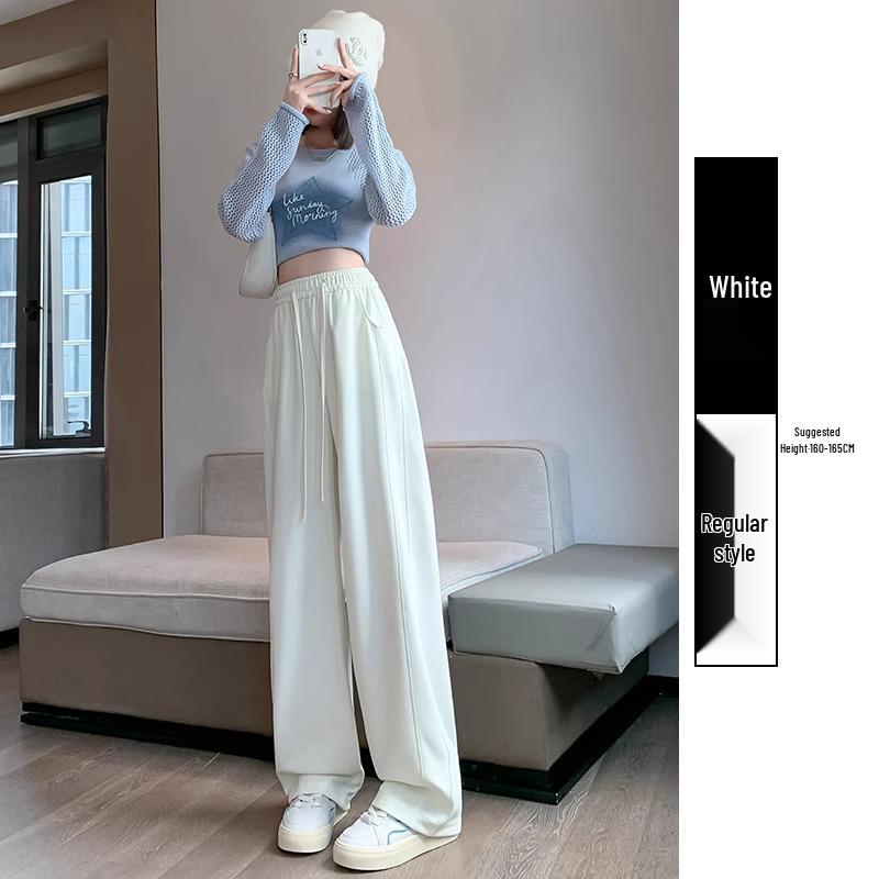 

Маленькие спортивные штаны с высокой талией и широкими штанинами - Осенняя свободная посадка для фигуры типа груша M (96-105 jin)