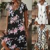 JPNTKY Fashion Summer Spring Short Sleeve V-Neck Casual Dresses International Design