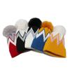 Europe, America, Autumn and Winter Fashion Hairball Knitted Hat Women's Warm Thickened Wavy Brimless Cold Hat Striped Jacquard Wool Hat
