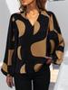 2024 Autumn Women's V-neck Printed Pullover Top - European & American Fashion